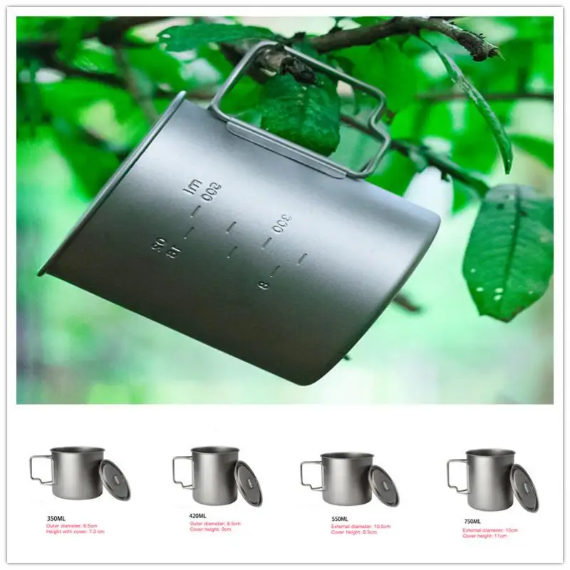 

Pure Titanium Cup Ultra Light Durable Portable Foldable Healthy Titanium Cup Mug Outdoor Picnic Camping Drinking Cup 750-350ML