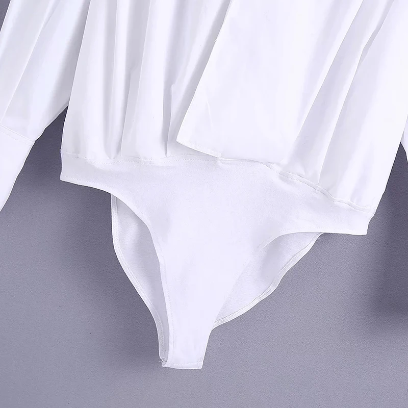 

Za Winter Women's Bodysuit Oversize Jumsuits Long Sleeves Femme Playsuit Solid Loose White Shirt Jackets Elegant Casual Bodysuit
