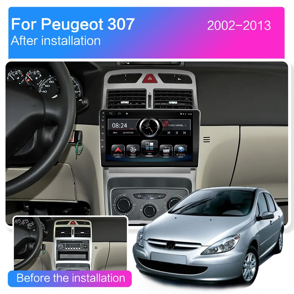 Автомобильный мультимедийный DVD плеер 2 Гб ОЗУ Android 8 1 для peugeot 307 307CC 307SW 2002 2013