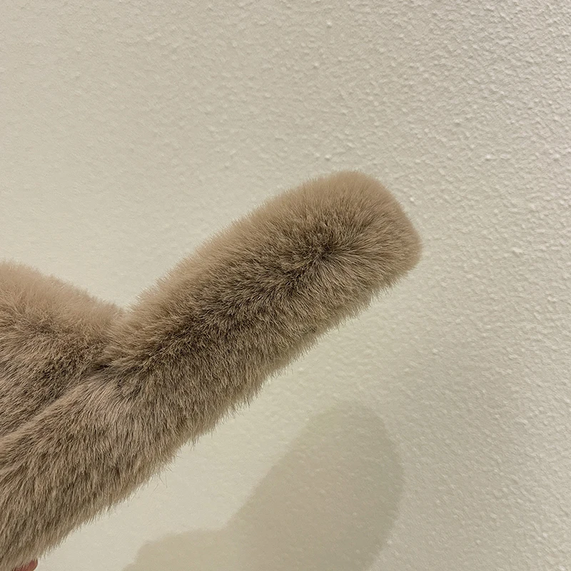 Winter Women Warm Slippers Faux Fur Flat Shoes Home Furry Slippers Lovely Flower Solid Fuzzy Slippers For Female 2021 New