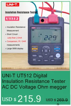 UNI-T UT502A цифровой тестер сопротивления изоляции er Мегаомметр вольтметр переменного тока непрерывность тест ЖК-подсветка Высоковольтная индикация