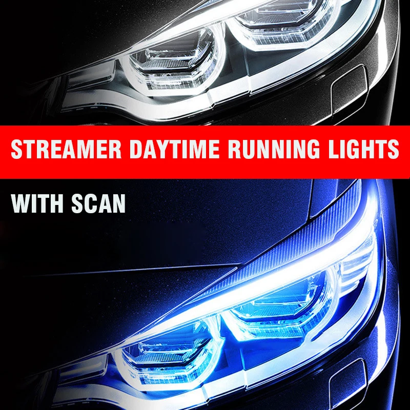 

Гибкий СВЕТОДИОДНЫЙ дневной ходовой светильник, 2 шт., универсальный дневной ходовой светильник для автомобиля, дневной ходовой сигнал, све...