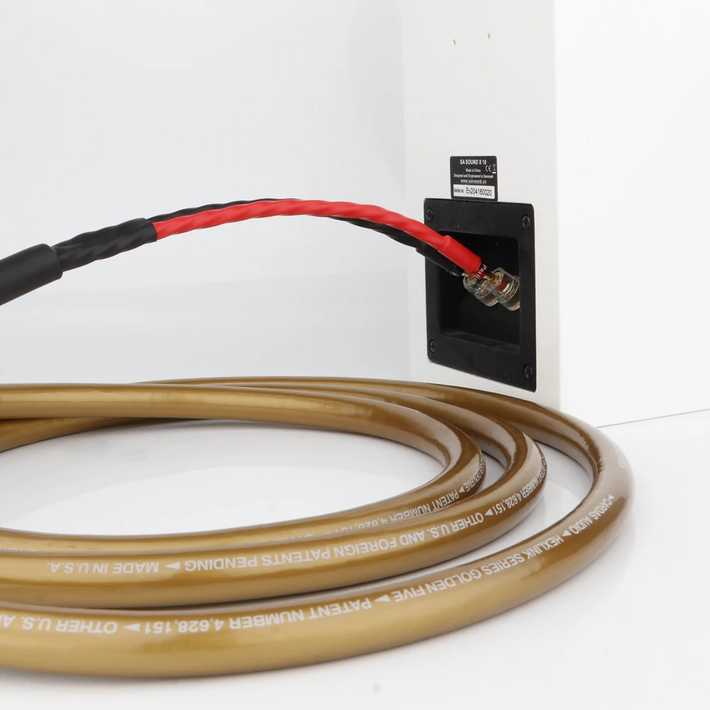 Пара медных кабелей для динамиков Hexlink Gold Five 5-C OCC HiFi высококачественный медный