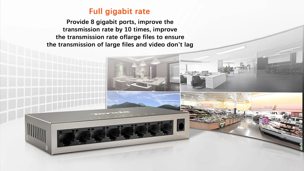 Tenda TEG1008M 8 портов 10/100/1000Mpbs Gigabit Ethernet коммутатор, Ethernet сетевой коммутатор, Auto MDI/MDIX, VLAN