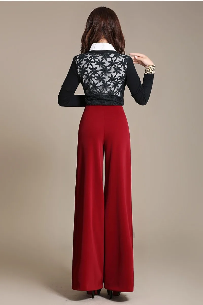 Женские брюки с высокой талией и широкими штанинами Элегантные повседневные