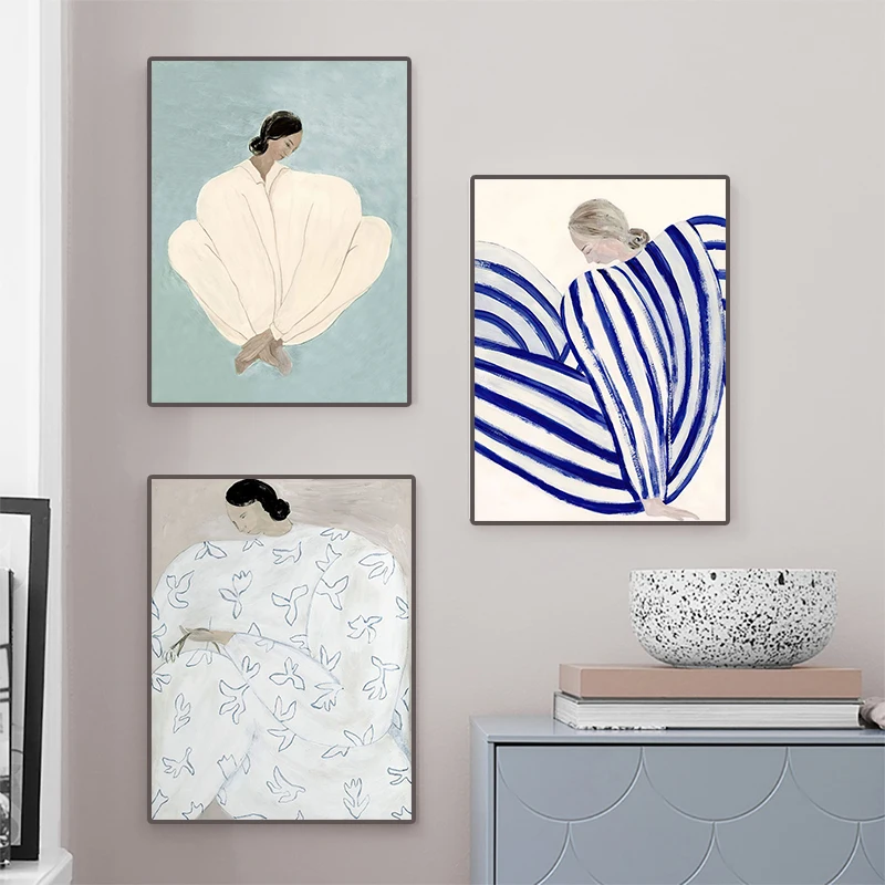 

Modern Lines Character Wall Art Picture Canvas Painting Abstract Curve Girl Poster Print Nordic Living Room Home Cuadros Decor
