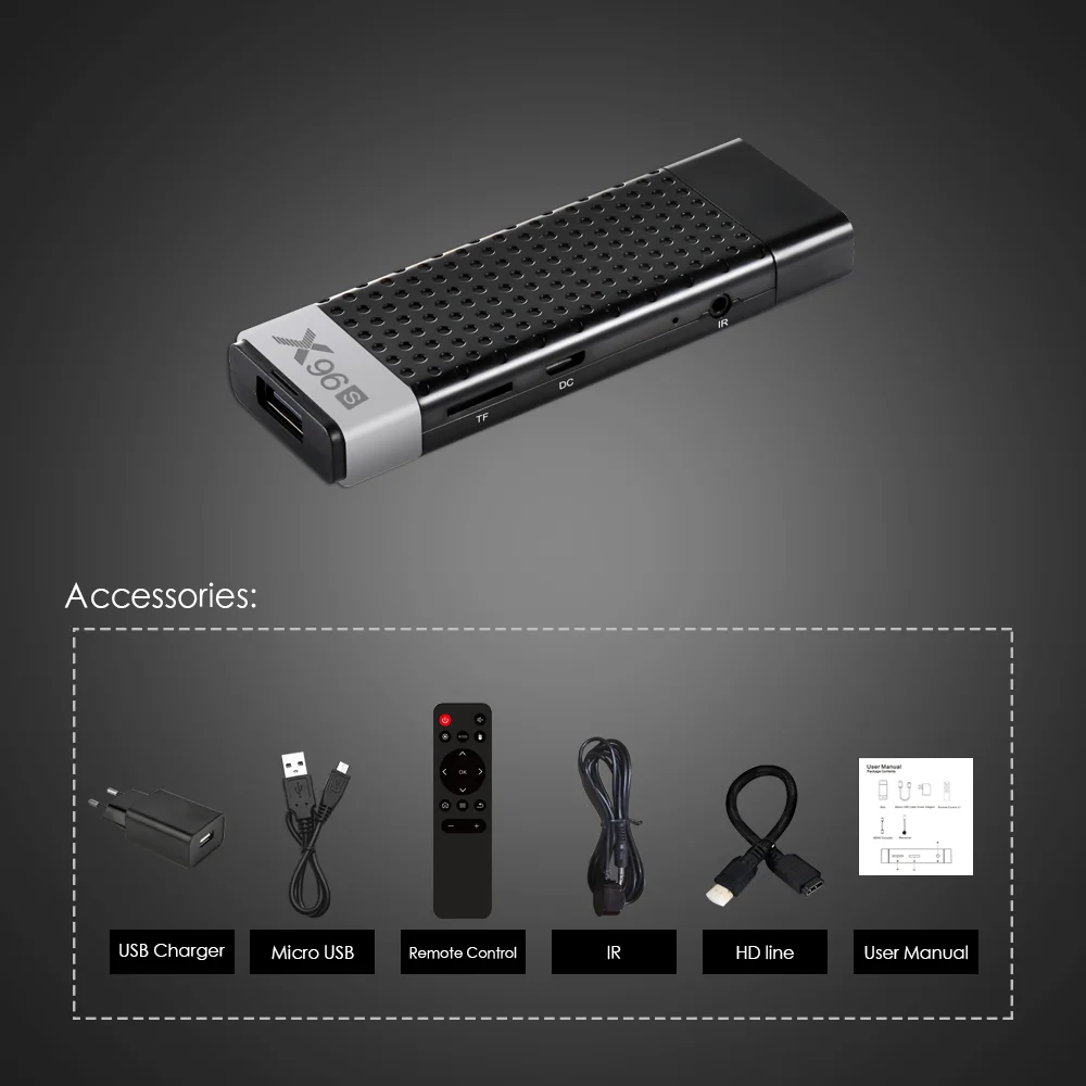 X96S Android 8.1 TV Box Amlogic S905Y2 DDR4 4GB 32GB Mini PC Stick 2.4G&amp5G WiFi Bluetooth 4.2 Media Player set top box | Электроника