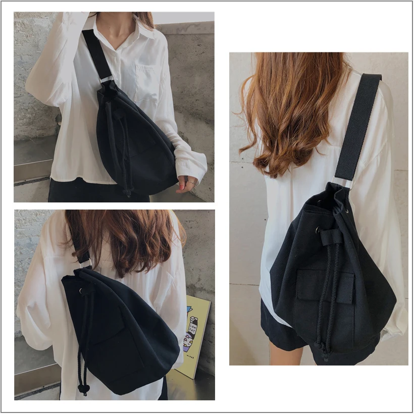 

FELIX&FELICIA Fashion Backpack Drawstring Bags For Women 2020 Ladies Teenagers Canvas Casual Crossbody Large Capacity Travel Bag