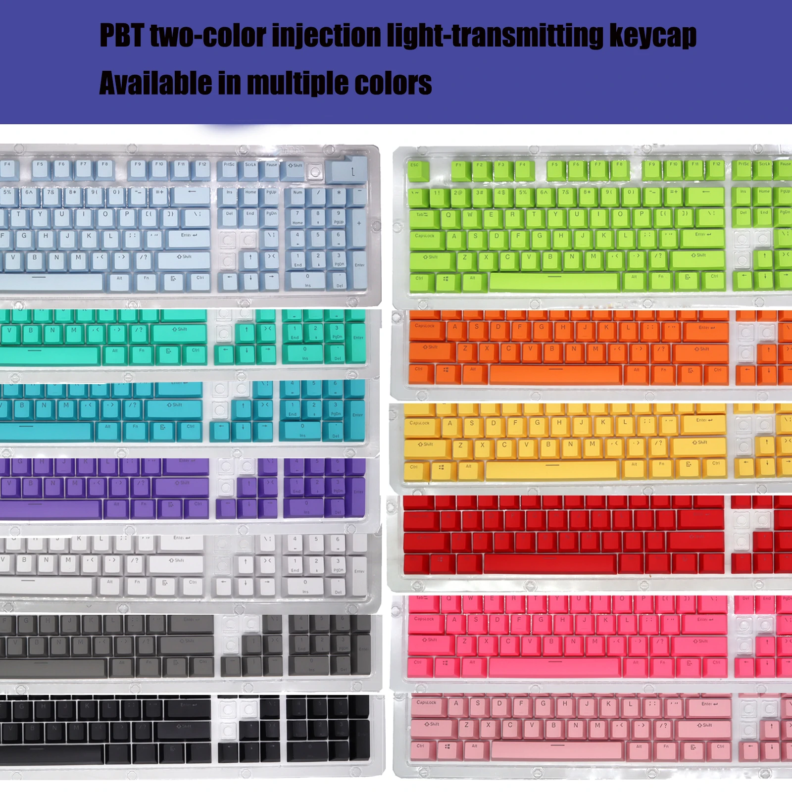 

2022. HXSJ P9 Mechanical Keyboard Keycaps PBT Ergonomic 104 Keys Oil-resistant Replacement Key Caps with Key Puller
