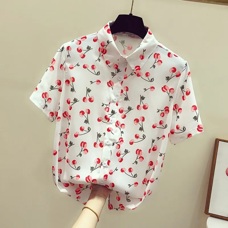 Летняя шифоновая рубашка с цветочным рисунком для студентов nv duan xiu Кружевная