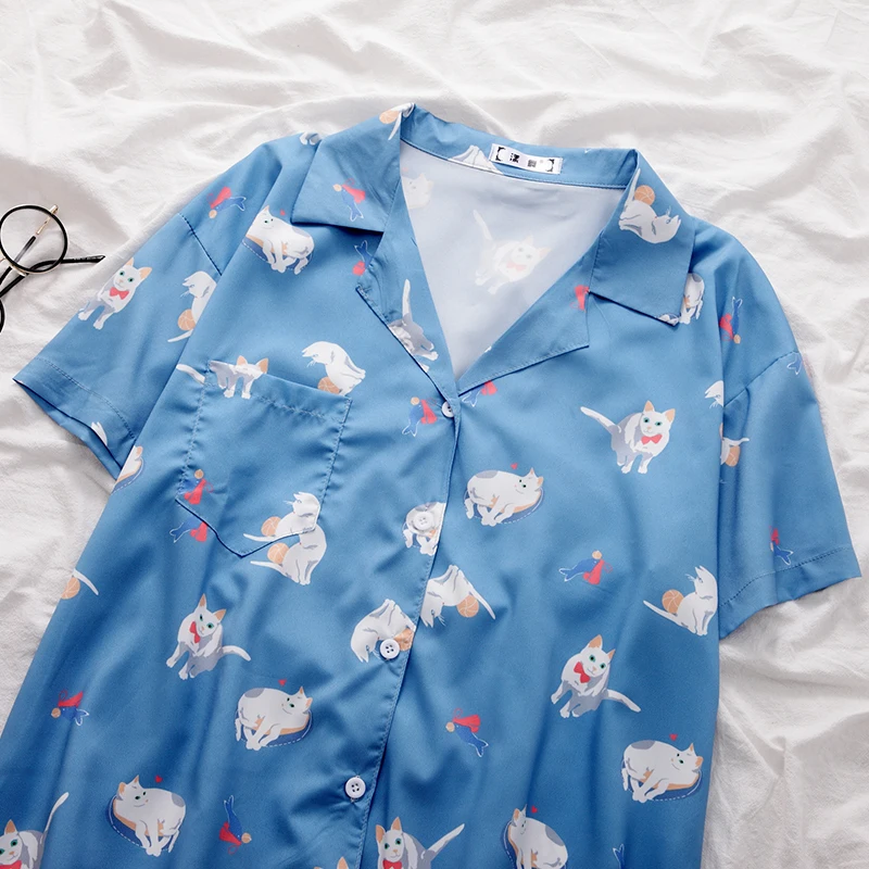 Блузка женская с отложным воротником повседневный топ в японском стиле