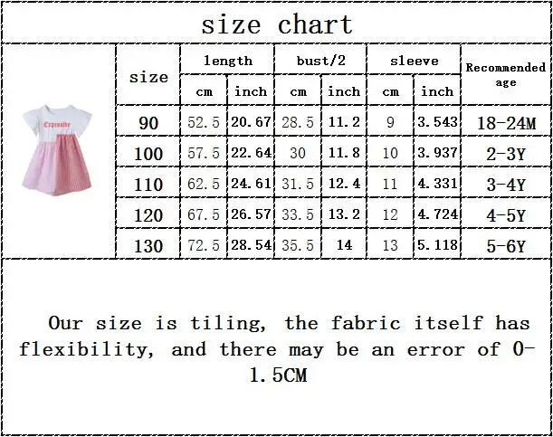 

kids baby girls sumemr fly sleeve letter patchwork striped knee-length dress toddler children casual clothes 18M-6Y