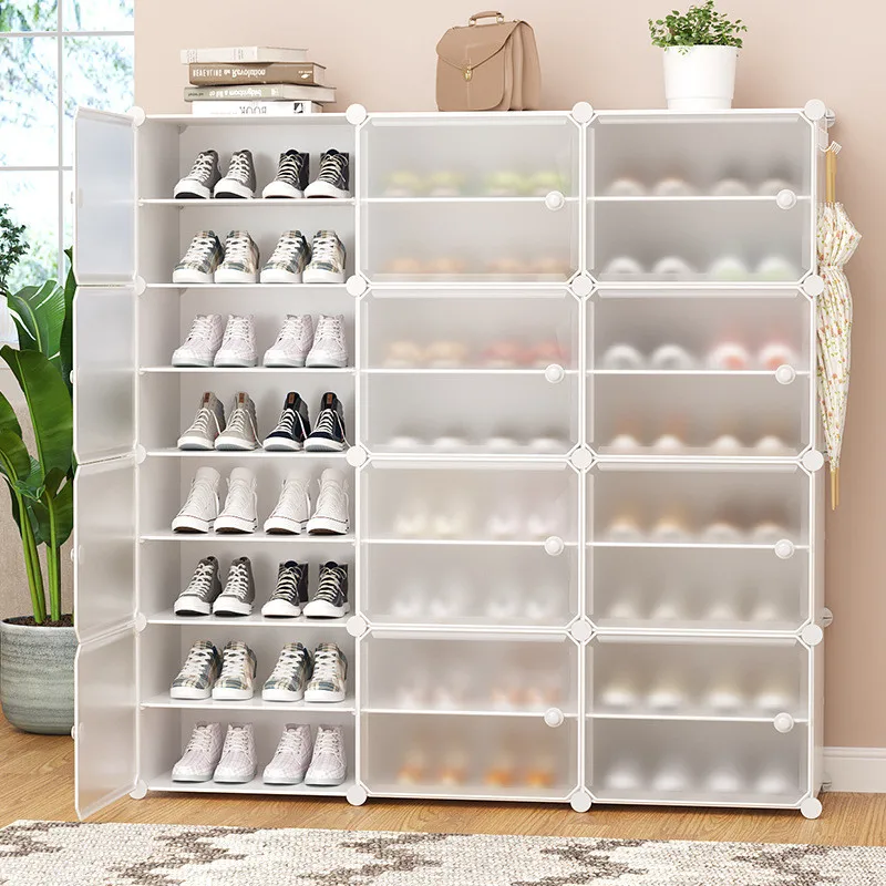 

Cube Plastic Dustproof Shoe Cabinet DIY Multilayer Shoe Rack Storage Shoes Boots Organizer with Door Home Furniture Space Saving