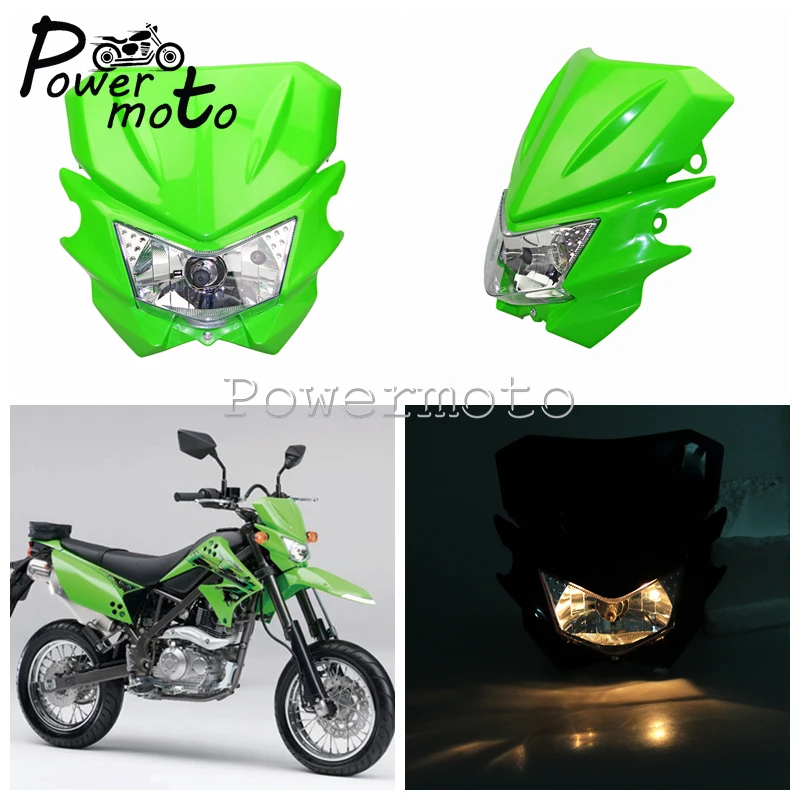 

Motorcycle 12V 35W Headlight Dual Sport Dirt Bike Motocross Head Lamp Fairing Mask Headlamp For Honda Kawasaki YAMAHA SUZUKI