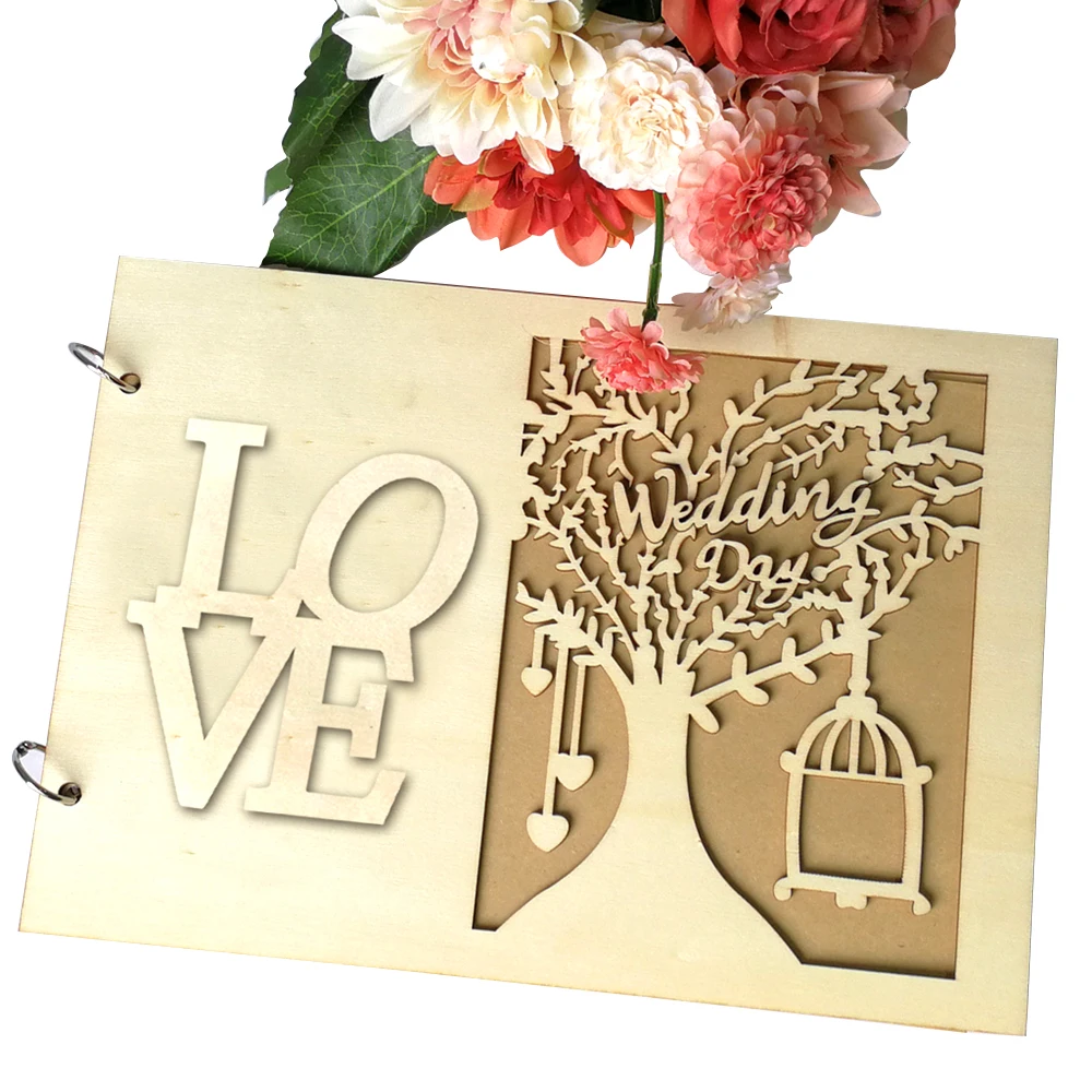 Красивая Свадебная Гостевая книга 20 страниц деревянные Свадебные украшения