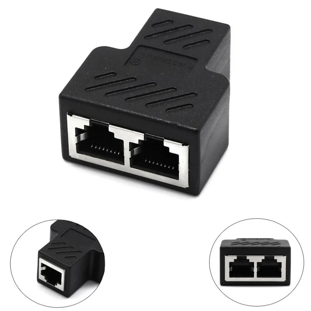 

RJ45 Splitter Adapter 1 To 2 Dual Female Port LAN Ethernet Connector NEW