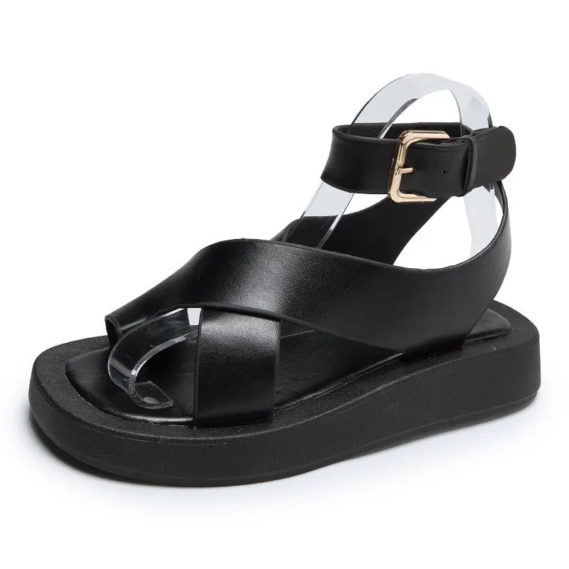 

Women Summer Sandals Beach Sandals Fashion Flats Shoes 2021 Rome Sandal Non-slip Flat Sandals Buckle Black White Green Wine