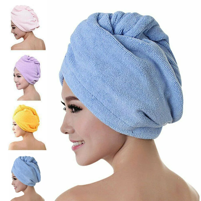 

Women Hair Dry Towl Cap Quick Drying Lady Head Towel Soft Shower Cap Hat for Lady Turban Head Wrap Bathing Accessories