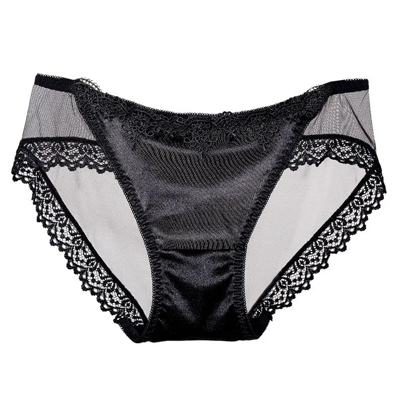 

4 piece gift box luxury silk silk satin embroidered breathable large size unscathed sexy lace transparent hot triangle pants