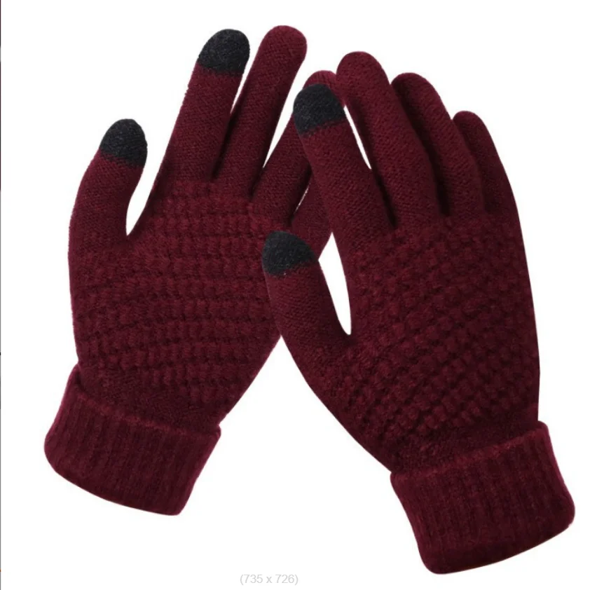 

Модные женские вязаные перчатки из искусственного кашемира, теплые утепленные Нескользящие перчатки и варежки для сенсорного экрана