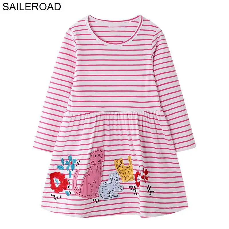 7176 same picture SAILEROAD Платье Единорога Дети Vestidos Осень Девочек Платье с Длинным Рукавом для Детей Животное Платье Хлопок Рождество Платье Одежда - Цвет: 7176 same picture