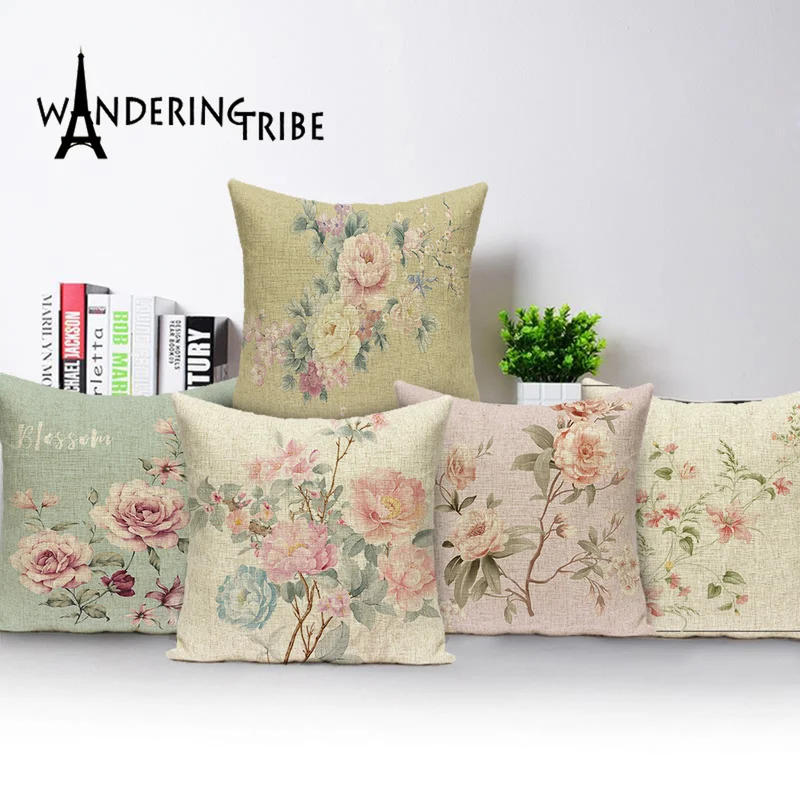 Чехол для подушки с цветами Льняные Наволочки цветочным принтом украшения дома