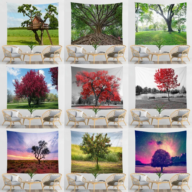 

Tree Printed Tapestry Wall Hanging Nordic Forest Home Living Room Bedroom Hanging Background Decoration