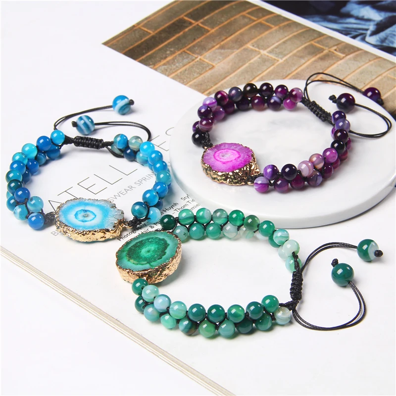 Двухслойный браслет из драгоценного кварца Друза с натуральными кристаллами