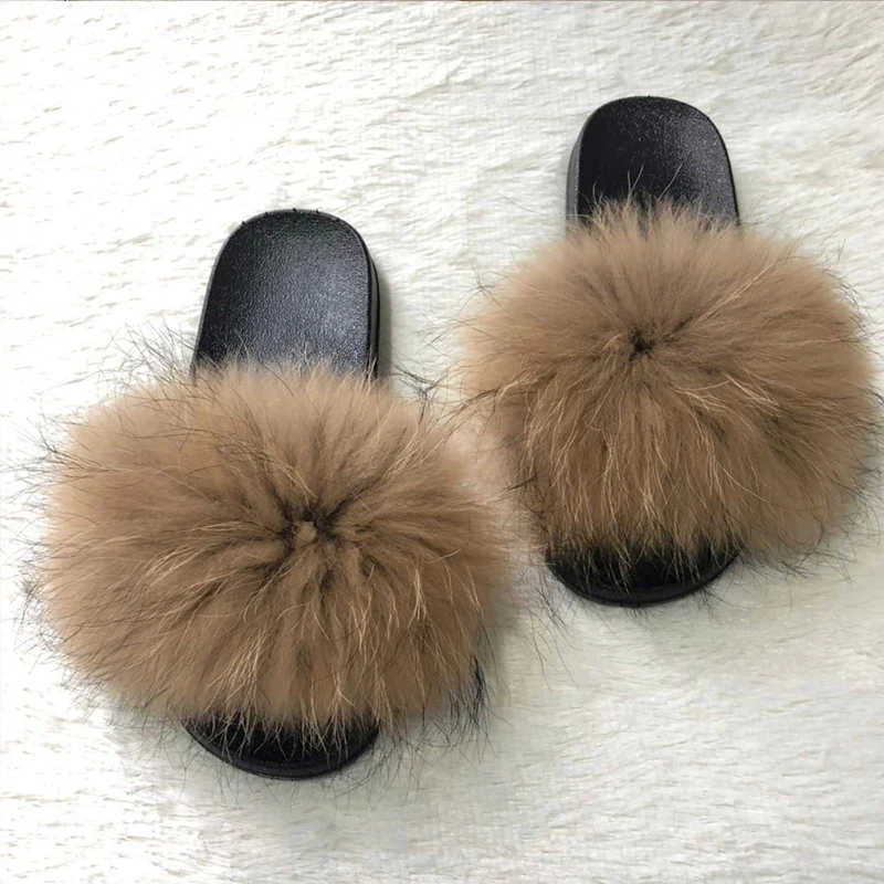 Женские пушистые тапочки 2019 женские сандалии из плюша и лисьего меха меховые