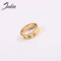 joolim high end pvd fashionable smooth six pointed star rings for women stainless steel jewelry wholesale