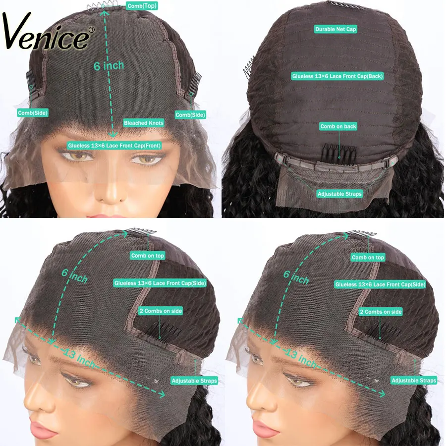 Venice Hair Deep Wave Wig 13x6 Lace Front Human Wigs Pre Plucked With Baby Frontal For Black Women | Шиньоны и парики