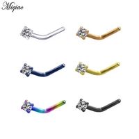 miqiao 1 pcs hot new 7 character nose nail l shaped stainless steel nose nail 6 color nose ring human body piercing jewelry