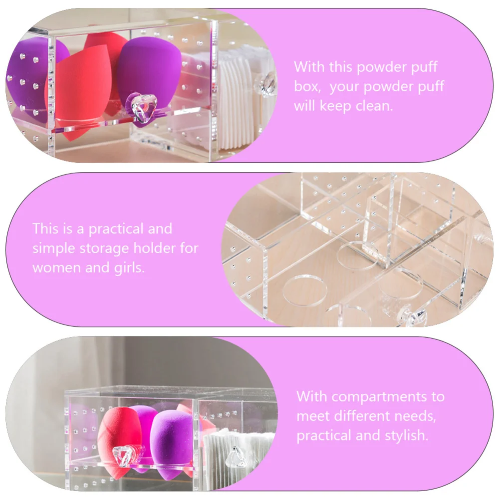 

1 Pc Makeup Sponge Storage Case Cosmetic Sponge Storage Box (Transparent)