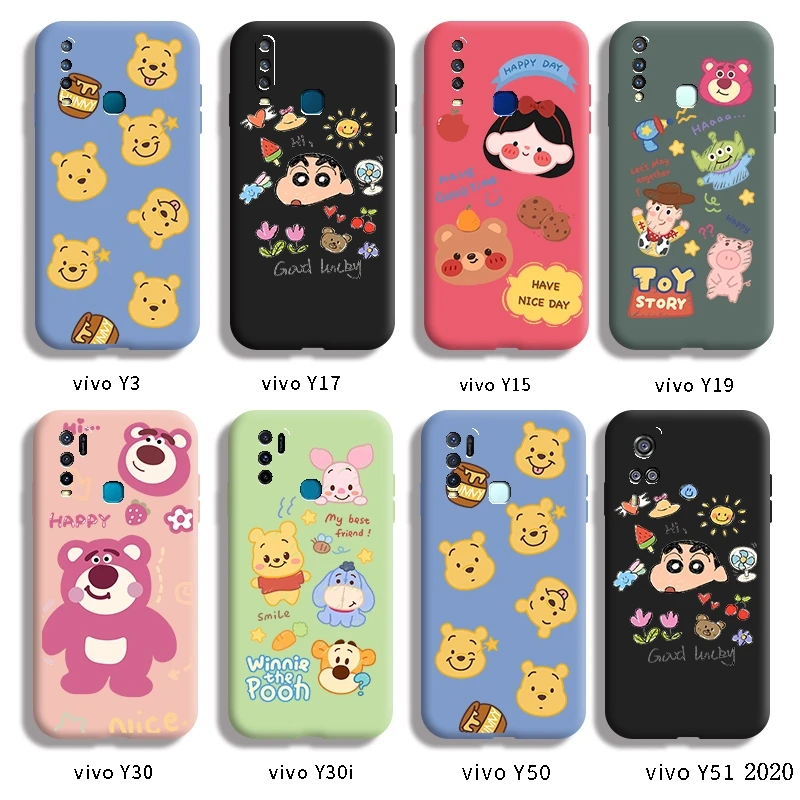 

For vivo Y3 Y17 Y15 Y19 Y30 Y30i Y50 Y51 2020 casing with Cartoon comic pattern Back Cover silica gel case