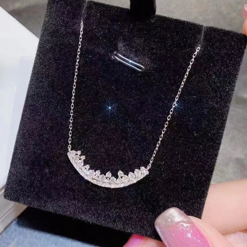 

Tooth Edge Inlaid Zircon Ladies Necklace Simple Light Luxury Ins Tide White Necklace All-match Clavicle Chain
