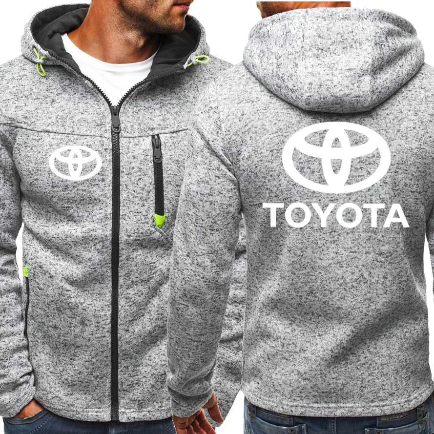 

New Men Jacket for Toyota Logo Print Casual HipHop Harajuku color Hooded Fleece Sweatshirts zipper Hoodies Man Clothing