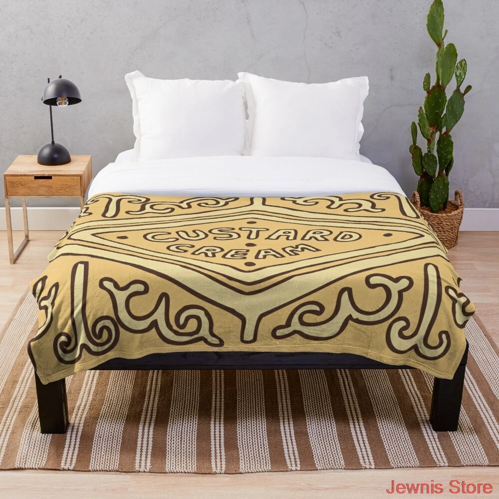 

Custard Cream British Biscuit Throw Blanket Fleeceon Bed/Crib/Couch Adult Baby Girls Boys Kids Gift