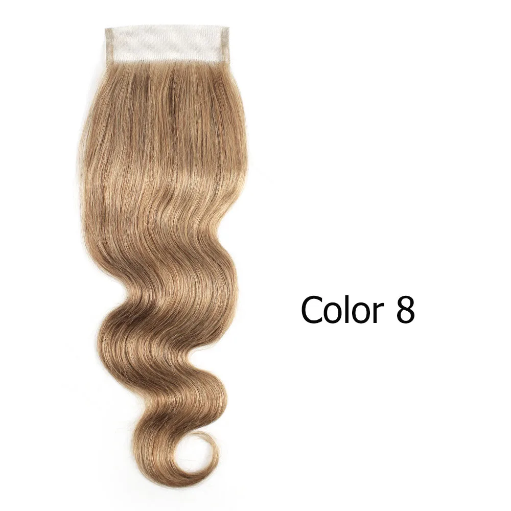 Bobbi коллекция цвет 8 пепельный блонд объемная волна Кружева Закрытие 4x4 закрытие натуральный цвет#2#4#613 блонд индийские Remy человеческие волосы - Цвет волос: #8