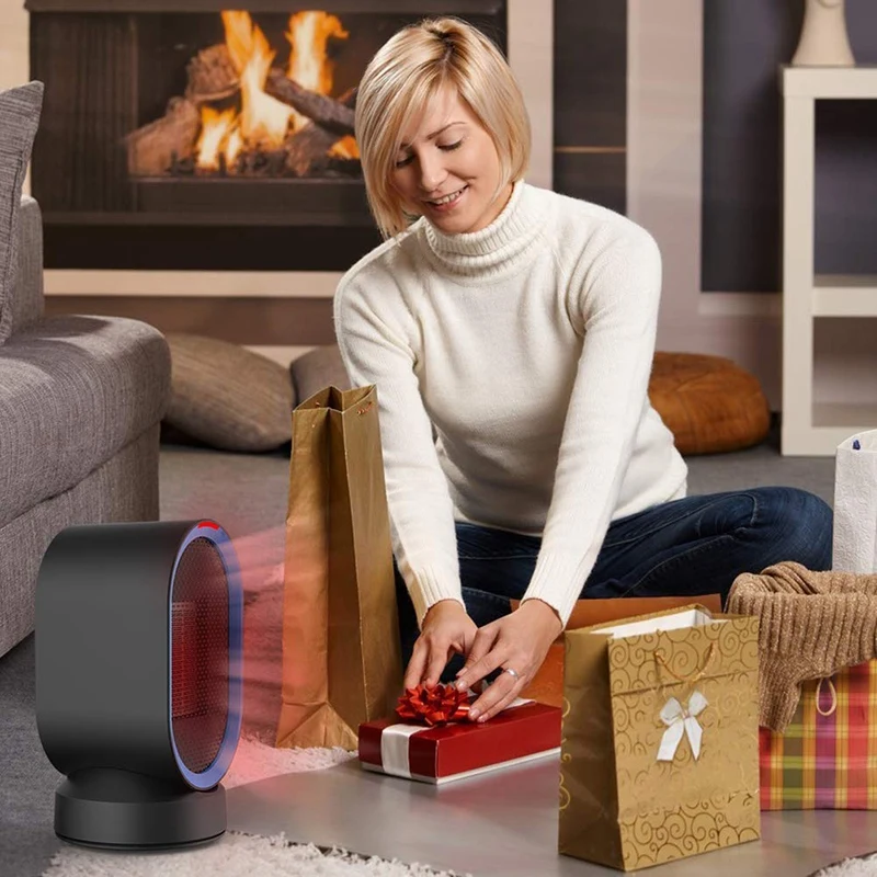 Ceramic Space Heater Small Electric PTC Portable Desk Fan Tip Over and Overheat Protection for Home Office 600W EU|Электрические
