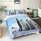 Комплект постельного белья с принтом животных, пингвин, ледник