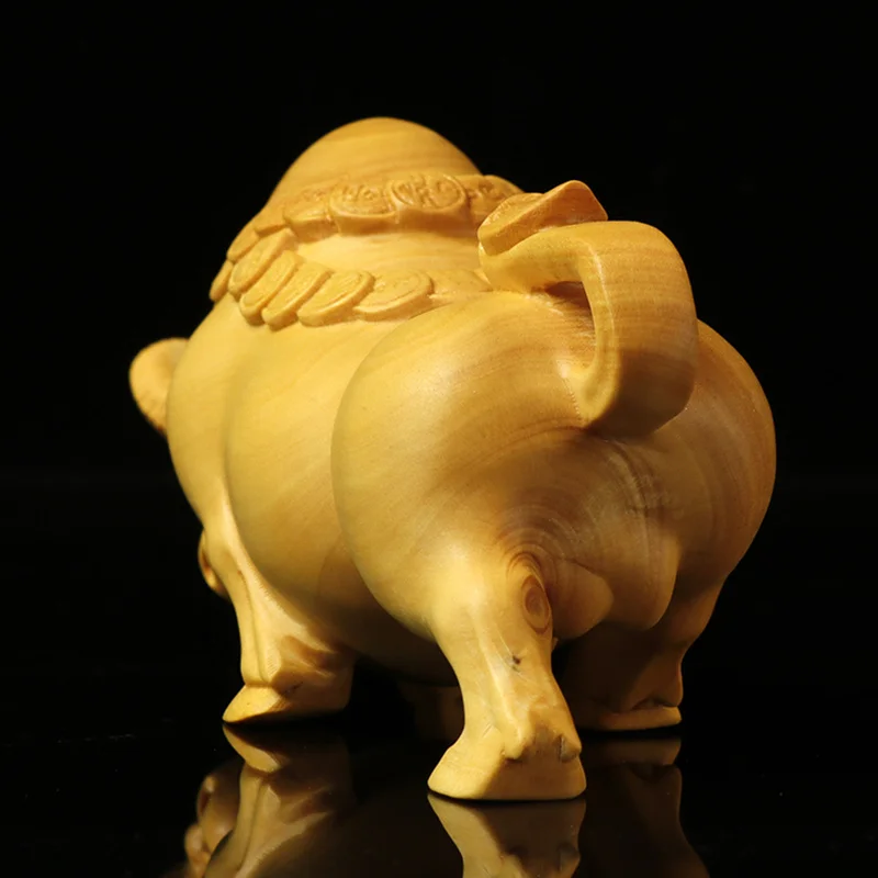 12 см Фигурки быков деревянный китайский счастливый подарок финансовый улица бык