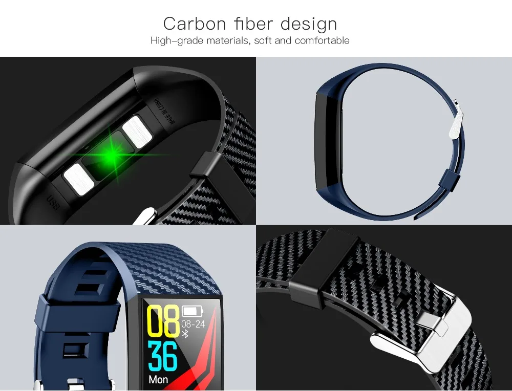 Смарт-браслет с монитором сердечного ритма ЭКГ крови Давление Фитнес трекер