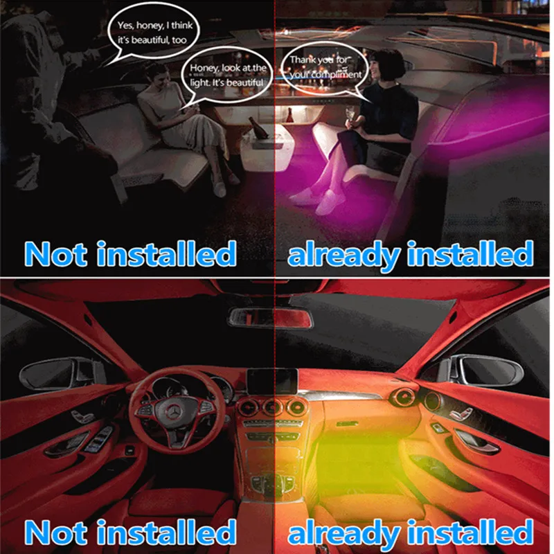 Светодиодная ленсветильник RGB для салона автомобиля декоративная лампа с