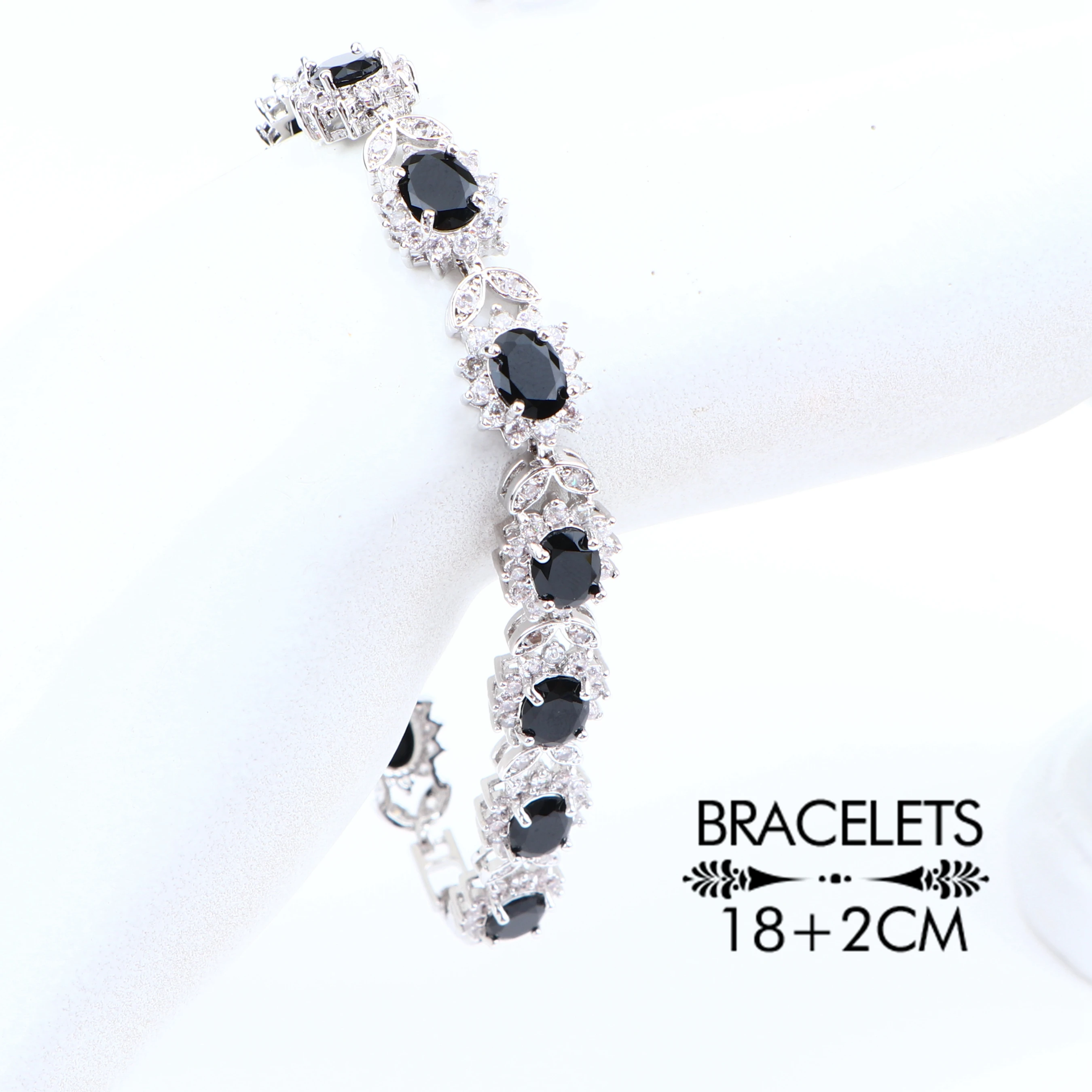 Набор свадебных украшений из серебра 925 пробы с черным кубическим цирконием