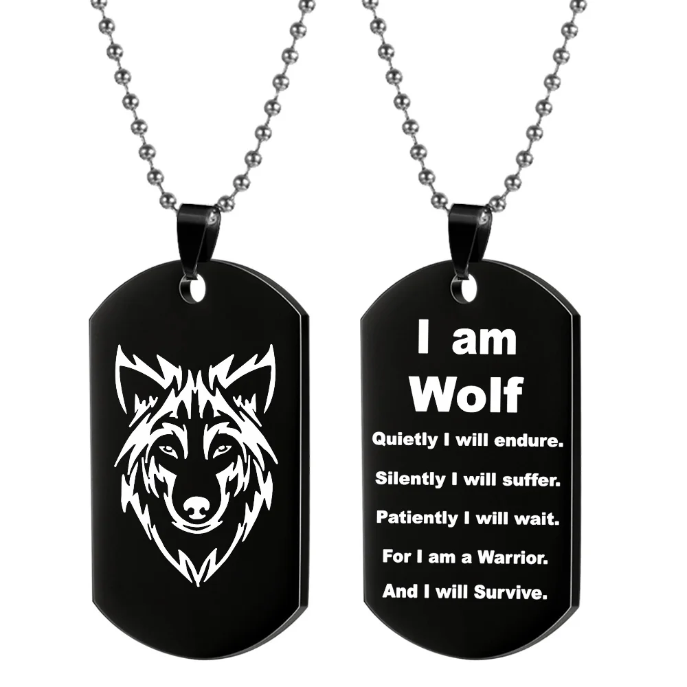 Wolf Military Dog Tag Pendant Necklaces for Men Team Fight Jewelry with Stainless Steel Metal цепь цепи на шею чокер |