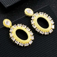 fashion copper mirco paved cubic zircon pendant earrings women drop dangle earrings rhinestone jewelry for wedding party