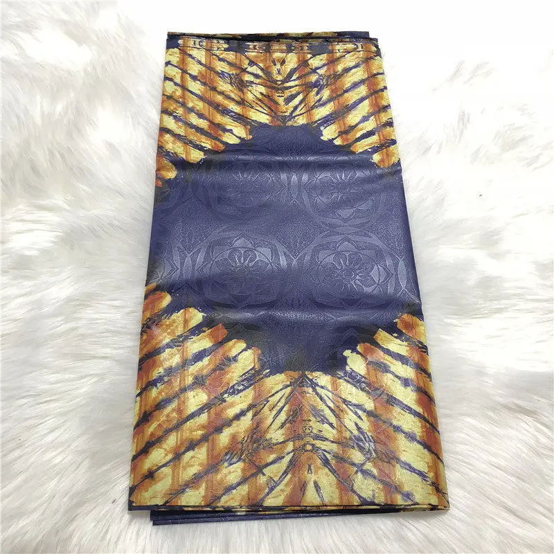 5 ярдов Высокое качество Африканский Базен riche ткань хлопок морская парча tissu africain