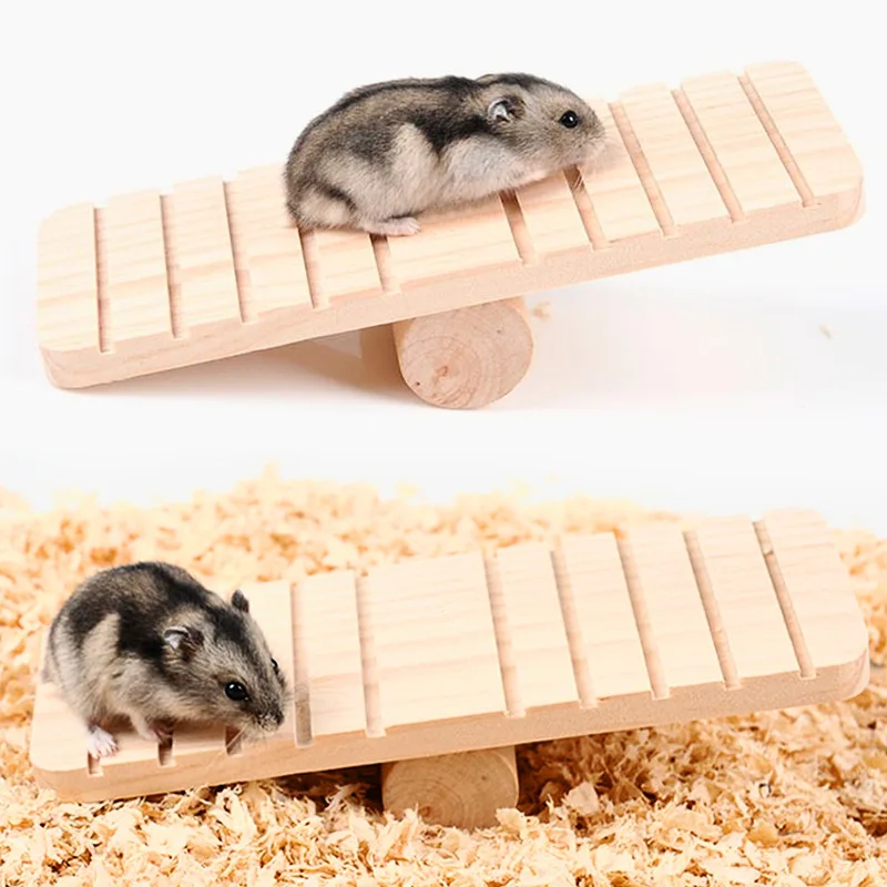 Hamster Golden Bear Wood Sports Toy Solid Seesaw Original Non-slip Molar Swing Pet toy hamster | Дом и сад