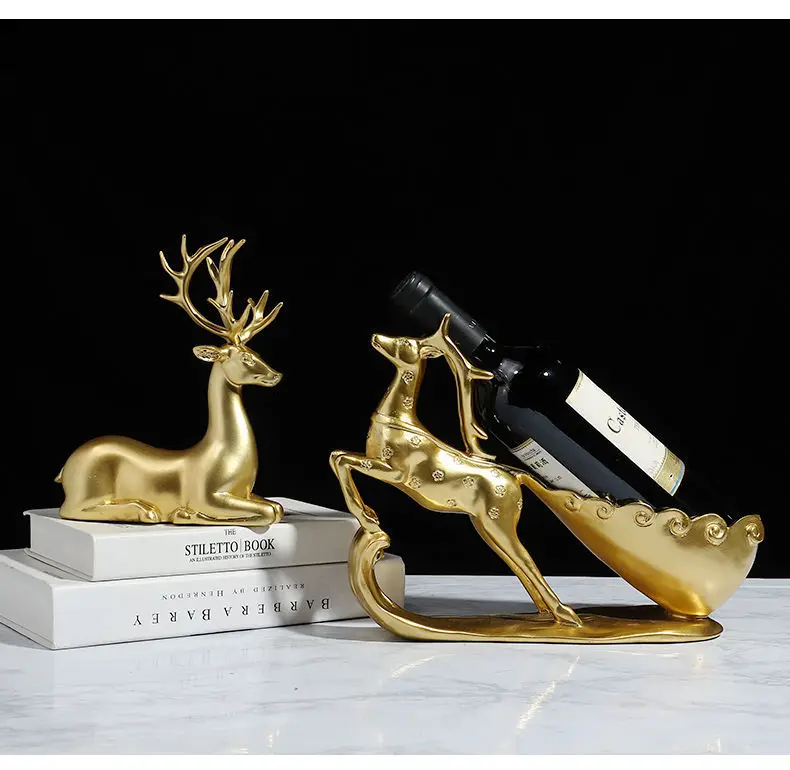 

Gold Elk Crafts Statues Vintage Desktop Artwork Ornaments Resin Animal Sculptures Modern Home Living Room Decor MOWA889