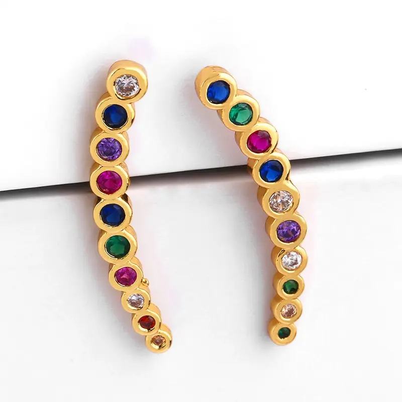 Флола 24K золотые серьги-шпильки женские микро проложить радуга звезда серьги 24k